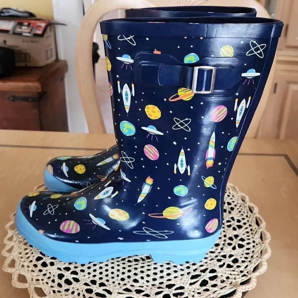 Aleader outerspace blue rainboots size 5
